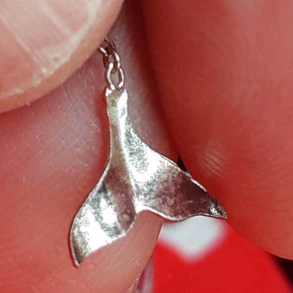 Silver Whale Tail Pierced Earrings - Picture 2 of 8